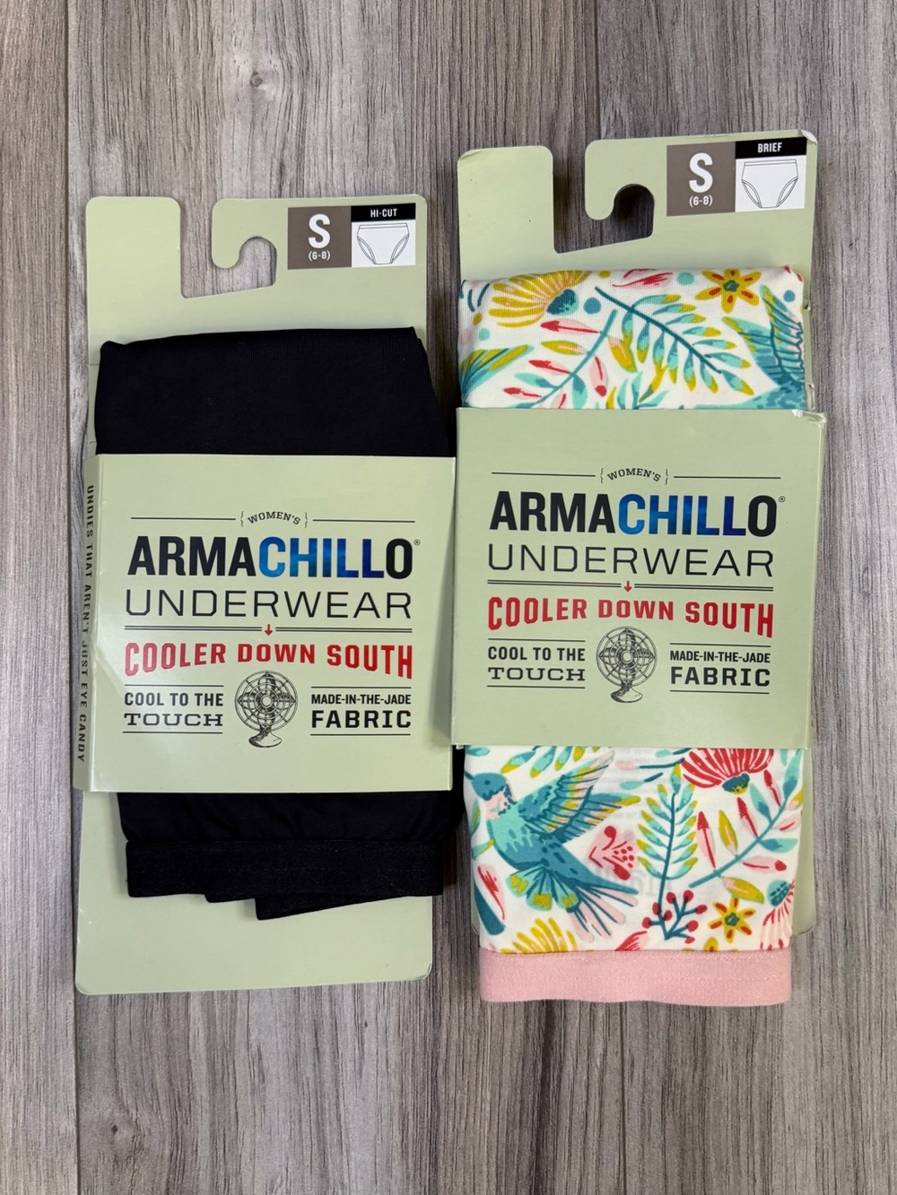 Duluth Armachillo Cooling Underwear 2 Pack Brief Hi-Cut Black Floral Small NEW